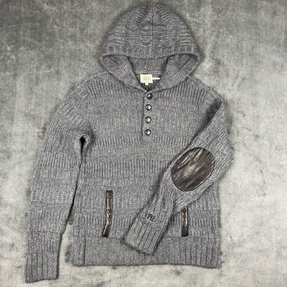 Juicy Couture Maya Hoodie NWT Rare Knit Wool Alpaca Charcoal VTG Sz L Y2K 2000s - Picture 2 of 15